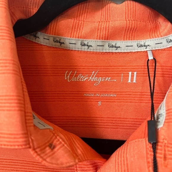 Walter Hagan Perfect 11 Fine Line Textured Stripe Polo in Sweet Orange - Picture 6 of 7